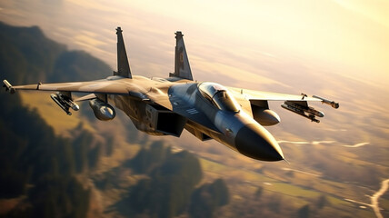 A fighter jet flying - obrazy, fototapety, plakaty