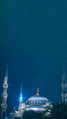 Islamic background vertical image. Sultanahmet Mosque or Blue Mosque view