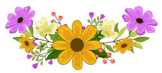 Yellow flower wreath with orchid flower