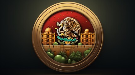 3D Render Of Mexico Emblem