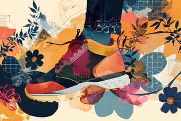 Shoes sale trendy collage illustration 