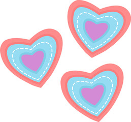 Set of pink blue love shape