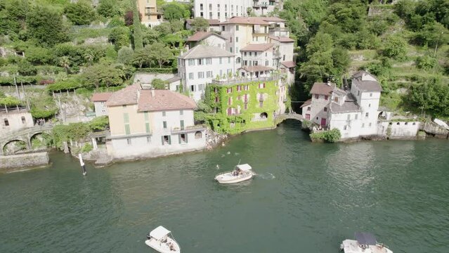 Ponte della Civera - Waterfall At Orrido di Nesso In Nesso, Province of Como, Italy. - aerial shot