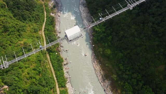 The Cliff Kushma Bungee Jump - Second-highest Bungee Jump In Kushma, Nepal. - aerial shot