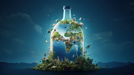 Earth Inside a Bottle - obrazy, fototapety, plakaty