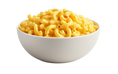 Macaroni and Cheese in a Bowl On Transparent Background.