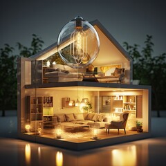Futuristic Living Area with Glass Walls and Illuminated Dome