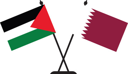 Palestine and Qatar Flag