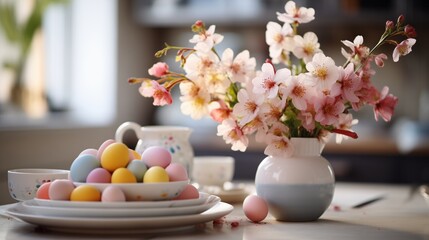 Easter. Happy easter. Easter eggs. Easter bunny. Background for Easter. Decorated eggs for Easter.