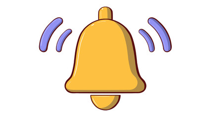 Notification message bell icon alert and alarm icon, cartoon bell icon illustration, ringing bell, notification, alert or reminder icon isolated on white background	
