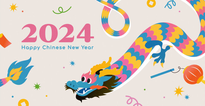 Playful CNY dragon greeting card
