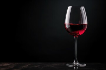 red wine on a glass against black background, Space for text - obrazy, fototapety, plakaty