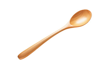 Realistic Wooden Spoon Image On Transparent Background.