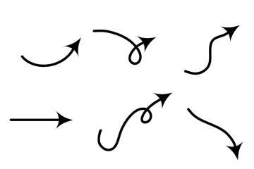 set of hand drawn arrows isolated on white background. arrow paint icons. 