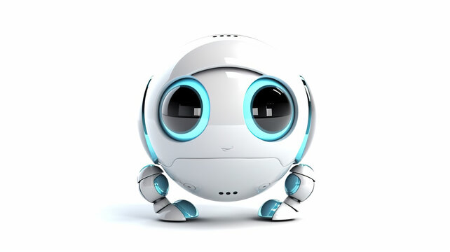 little cute robots on a transparent background, Generative AI
