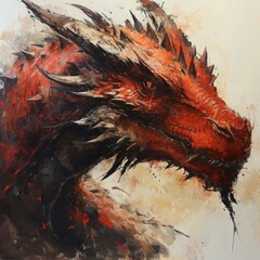 Red painting of a dragon. Year of the dragon concept.