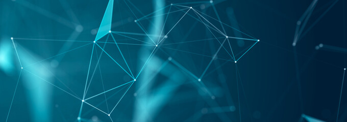 Technology background. Honeycomb concept. Big data. Hexagonal space with connected dots and lines. 3d