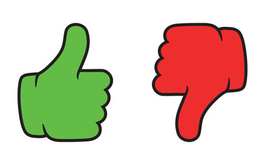 Like ang Dislike icon. Hand with thumb down and down