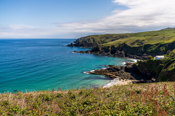 Coast and cliffs of the Celtic Sea near Treen, Cornwall, England, UK