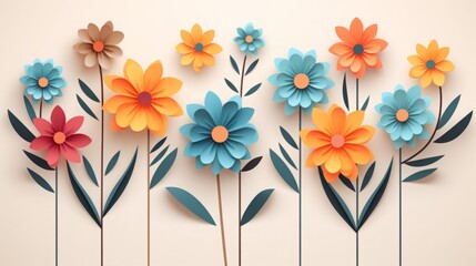 Colorful Paper Style Flowers