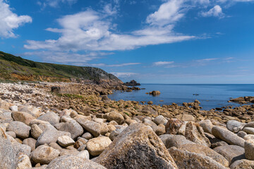Fototapeta na wymiar Celtic Sea Coast and cliffs at St Loy's Cove, Cornwall, England, UK