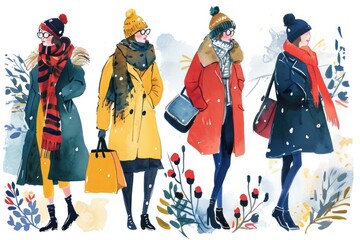 Winter fashion trendy illustration 