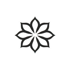 Design of minimalist logo featuring a flower in black 