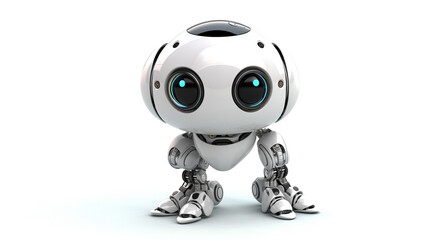 A cute robot , A robot 3d render cartoon illustration creative, beautiful a white background. generative AI.