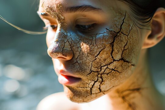 Woman Dry skin concept background 