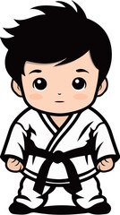 Cute children wearing Korean Taekwondo uniform illustration vector
