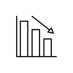 Decrease chart outline icons, minimalist vector illustration ,simple transparent graphic element .Isolated on white background