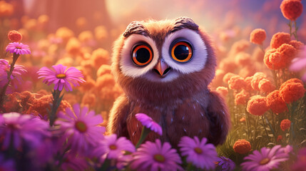 Cartoon cute owl illustration picture
