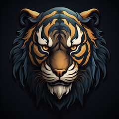 tattoo logo symbol with tiger face on black background