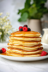 Pancakes on a white plate, close up