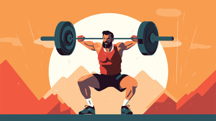 gym-goer practicing proper form and technique during weightlifting exercises in a vector scene. 