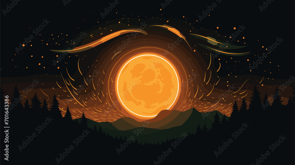 Wall mural mesmerizing beauty of a solar eclipse in a vector art piece. moon gracefully passing in front of the