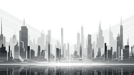 Naklejka premium futuristic cityscape in floating city spires. Create floating platforms and towering spires with sleek, modern architecture.