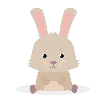 Vector bunny. Cute animal character. Minimal cartoon design. Sutable for apps and animation. 