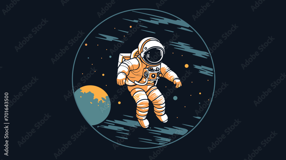 Wall mural challenges of zero gravity in a vector depiction of astronauts navigating space stations.