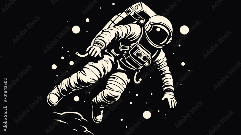 Wall mural challenges of zero gravity in a vector depiction of astronauts navigating space stations.
