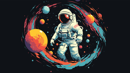 unique challenges of zero gravity in a vector depiction of astronauts navigating space stations.