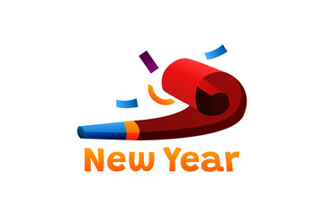 Tongue Trumpet Happy New Year Sticker