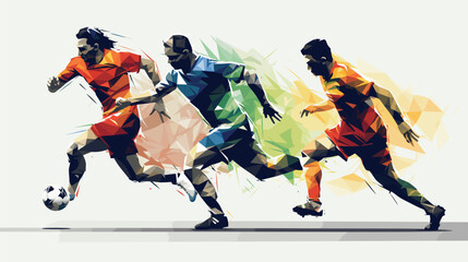 football players in a vector art piece showcasing moments of skillful ball control, accurate passing, and strategic positioning.  - Powered by Adobe