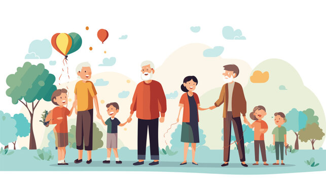 beauty of intergenerational connections by showcasing people from different age groups engaging in activities together. grandparents, parents, and children