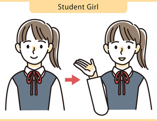 紹介する女子学生のイラスト素材