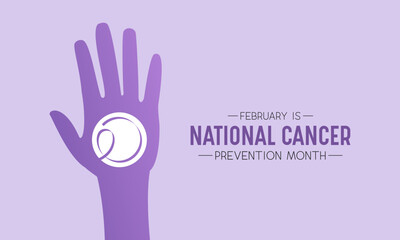 Obraz premium National cancer prevention month is observed every year in february. February is national cancer awareness month. Vector template for banner, greeting card, poster with background.
