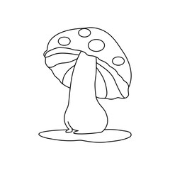 Continuous single-line art of mushroom. Cute mushroom one-line drawing vector and illustration