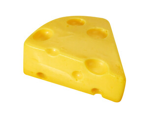 Piece of cheese isolated on white background. Cheese triangle.
