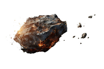 Illustration of an asteroid burning in atmosphere isolated on PNG Background. Generative Ai.