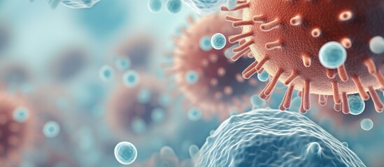 Virus close-up, influenza concept illustration with high incidence of H1N1 in winter - obrazy, fototapety, plakaty